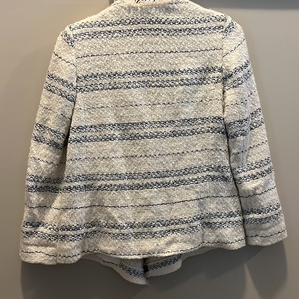 Express Navy Stripe Draped Boucle Blazer | S - image 4